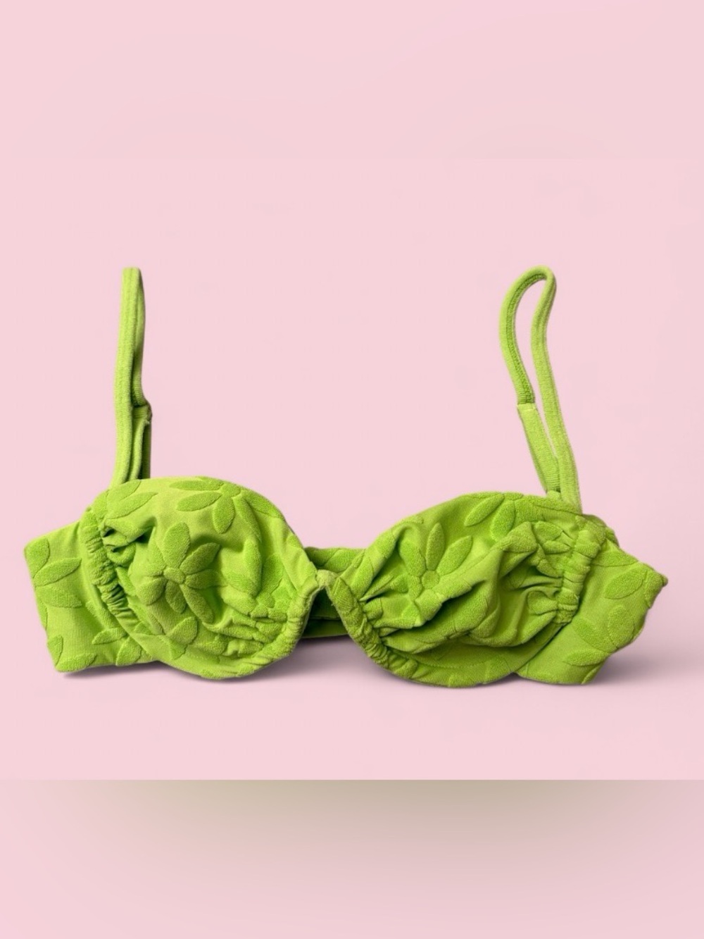 Bydee Verde Green Floral Riviera Bikini Swim Top Size Medium